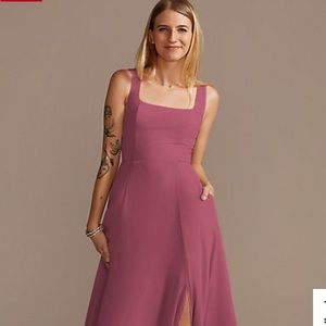Chiffon Squared Tank Lace Up Bridesmaid Dress Davids Bridal
